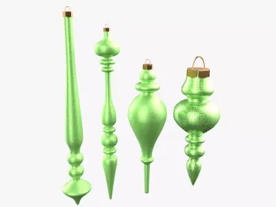 Christmas Tree Ornament Set11 - Turquoise Green  Low-poly 3D model