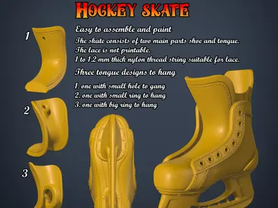 Christmas Ornament - 3D Printable Hockey Ice Skate 3D print model