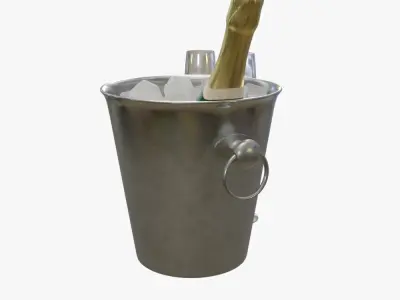 Champagne Glasses and Ice Bucket 3D model