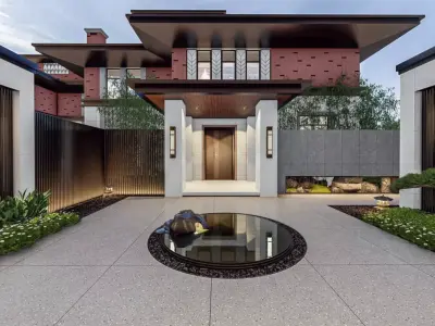 Landscape Model Pack SKP Lumion OBJ Zen Courtyard and Garden 3D model