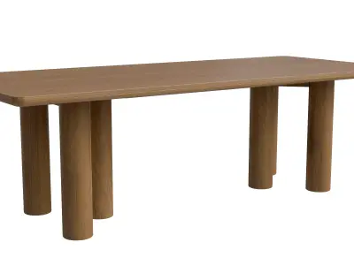 Brown Wood Rectangle Dining Table Low-poly 3D model