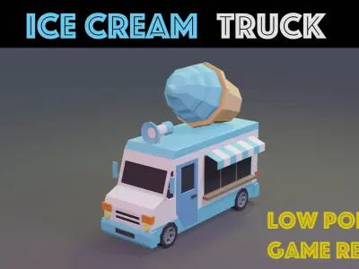 Ice Cream Truck Low-poly 3D model