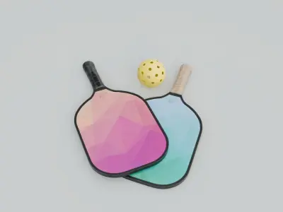 Pickle Ball Set Low-poly 3D model