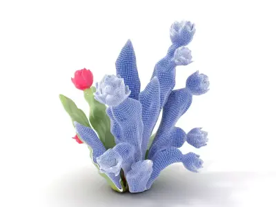 Pink Tulip Bouquet model pack Low-poly 3D model