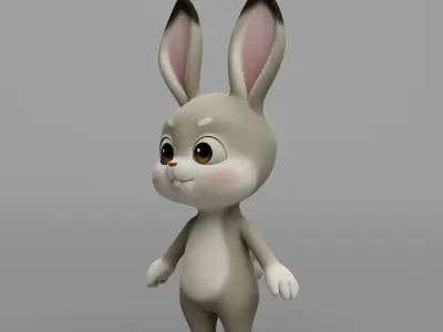 Rabbit cartoon character modeling textures  3D model