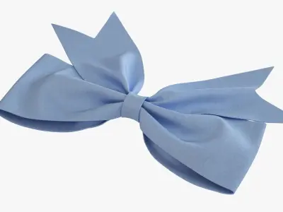 Small ribbon decoration blue fabric 3D model