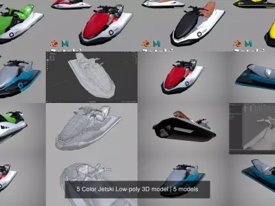 5 Color Jetski Low-poly 3D model 3D Model Pack