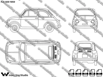 Fiat 500 1959 blueprint Texture