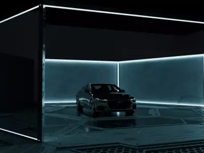 Sci-Fi Garage with Sports Car 3D model