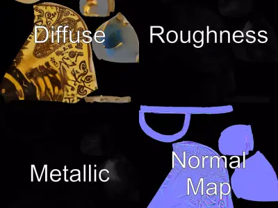 Ornate Ivory Pipe model pack Low-poly 3D model