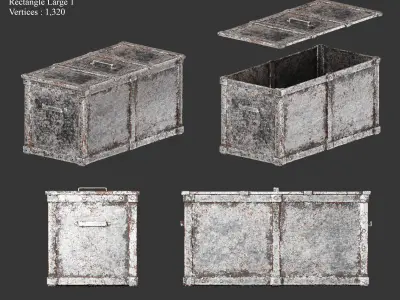 Medieval Containers Metal Crates Low-poly 3D model