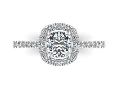 Cushion Cut Diamond Ring 3D print model