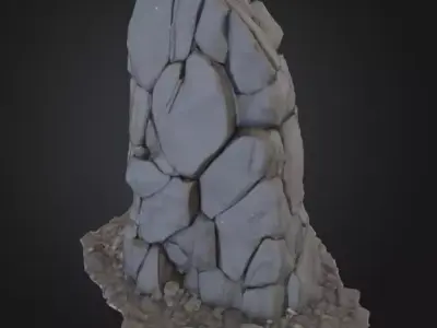 Basalt Rubble Mound Low-poly 3D model