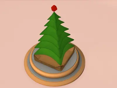 Stylized Snow Tree Free low-poly 3D model