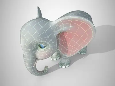 Elephant 3d model with big ears 3D model