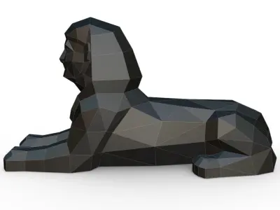 sphinx low poly polygonal dog 3D print model