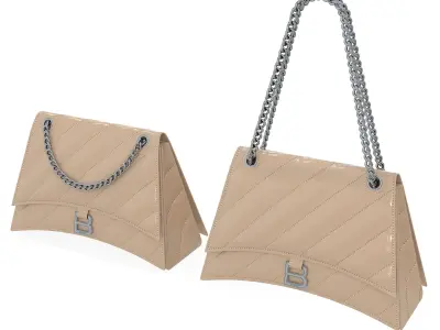 Balenciaga Crush Medium Chain Bag Quilted Biege Low-poly 3D model