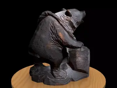 Wood carving bear figure  3D model