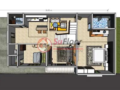 House 8x18m code 456- Sketchup 3D model 3D model 3D model