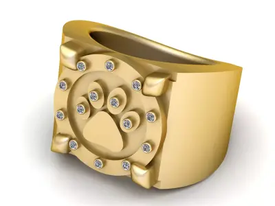 PUPPY FOOTPRINT PENDANT RING 3D PRINTABLE MODEL 3D print model