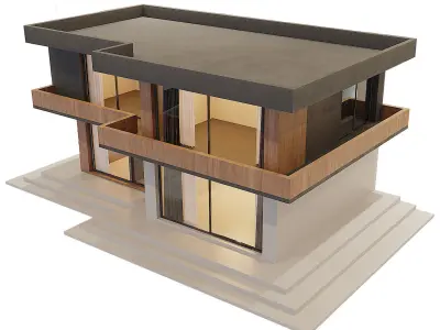 Modern house Low-poly 3D model