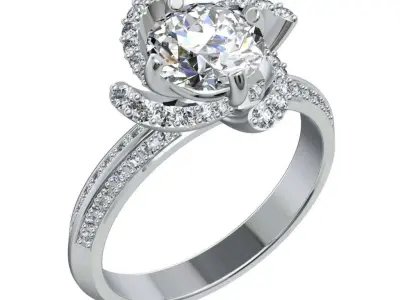 Engagement Ring  Model  2  Separated Pieces For 3D Print -CC85 3D print model