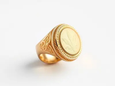 Luxurious Gold Signet Ring with Gemstone model pack Low-poly 3D model