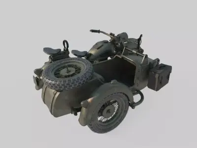 Modern Sidecar Motorcycle 3D model