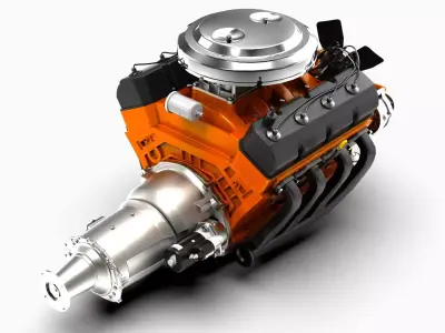 Dodge 426 Hemi V8 Engine Low-poly 3D model