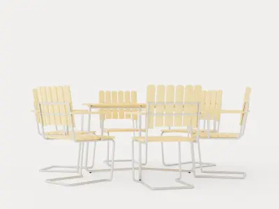 A2 and 9A dining set Low-poly 3D model