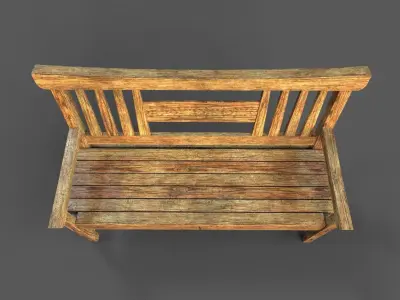 Old Wood Bench Low-poly 3D model
