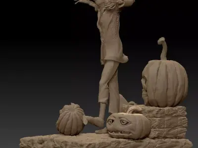 Scarecrow Kicking Pumpkin  3D print model
