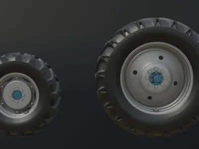 Set of wheels for MTZ 1221 tractor Assembly Free low-poly 3D model