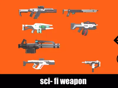 SCI-FI Weapons pack 1 Low-poly 3D model
