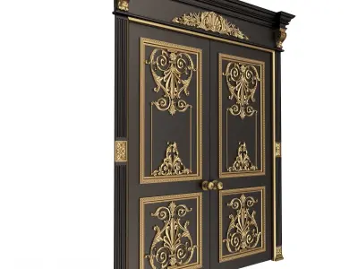 Carved Door Classic 0901 Black Low-poly 3D model