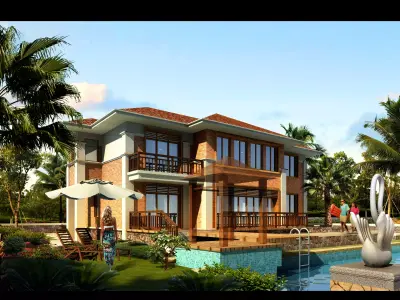 3D model of 2022 luxury fashion villa exterior 22 3D model