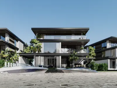 River Front House Estates Low-poly 3D model