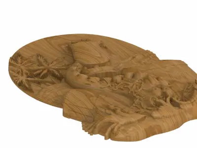 Carved panel painting STL 3D model 31
