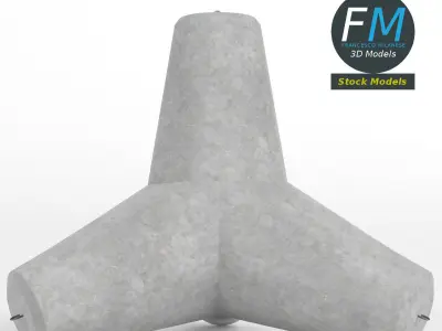 Concrete tetrapod 3D model