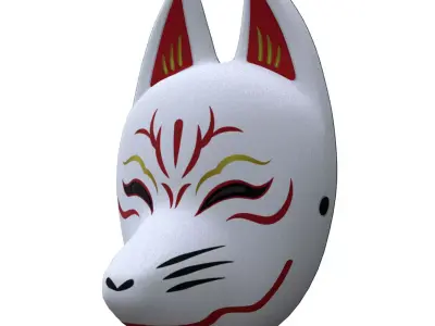 Japanese Fox Mask 3D Model Low-poly 3D model