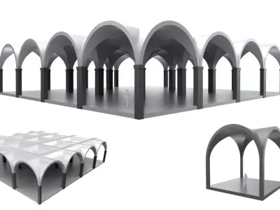 Arched Vault Structure Array Architecture Design 3D model
