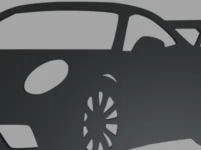 Porsche 911 GT3 Wall Silhouette 3D print model