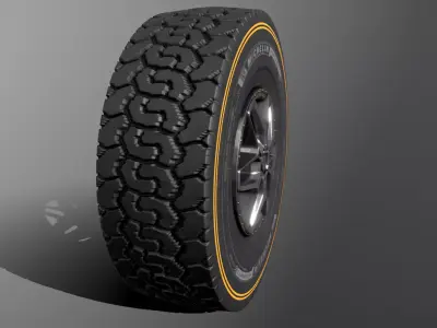 Road Wheel and Tire Low-poly 3D model
