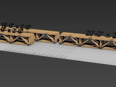 Wooden Trusses 3D model