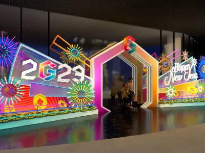 NewYear Traditional Holiday Gate Decor ShoppingMall 3D model