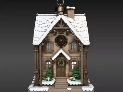 Lantern House 3D Model Christmas Lantern Cottage Print-Ready Low-poly 3D model