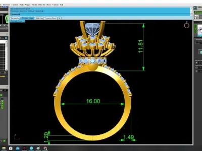 Luxury Heart Cut Crown Diamond Ring for Women 3540 3D print model