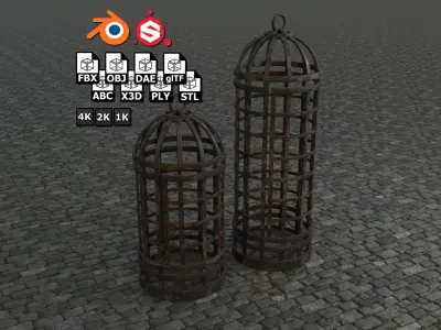 Medieval Cages 2 low-poly PBR  Low-poly 3D model