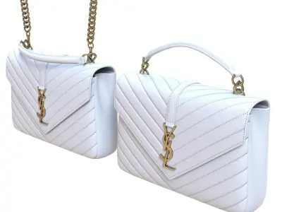 YSL Saint Laurent College Medium Chain Bag White Low-poly 3D model