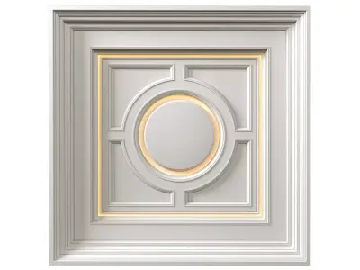Square coffered ceiling with backlight in Art Deco style 3D model